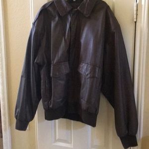 Unisex-Vintage(90’S)-COMINT-Leather (Brown) Bomber Jacket-Size-XL